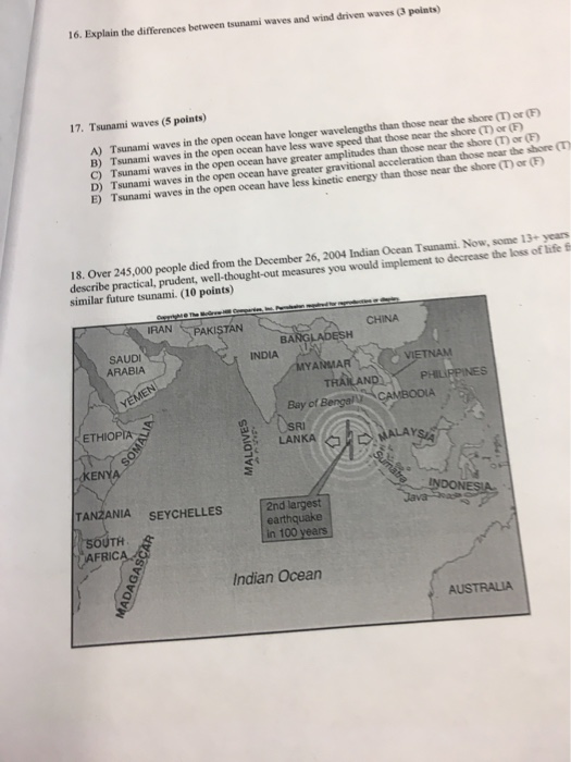 Solved 16 Explain The Differences Between Tsunami Waves