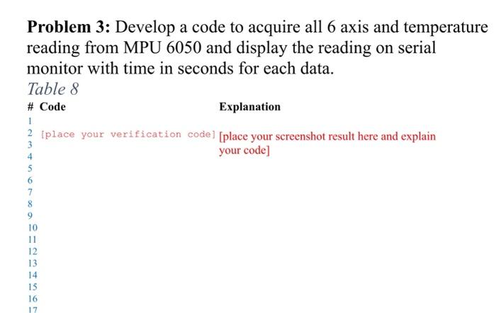 Solved Problem 2: Develop a code that read the three access | Chegg.com