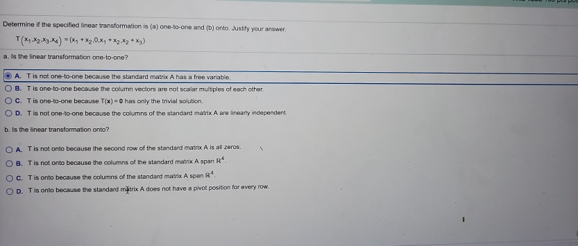 Solved Determine if the specified linear transformation is | Chegg.com