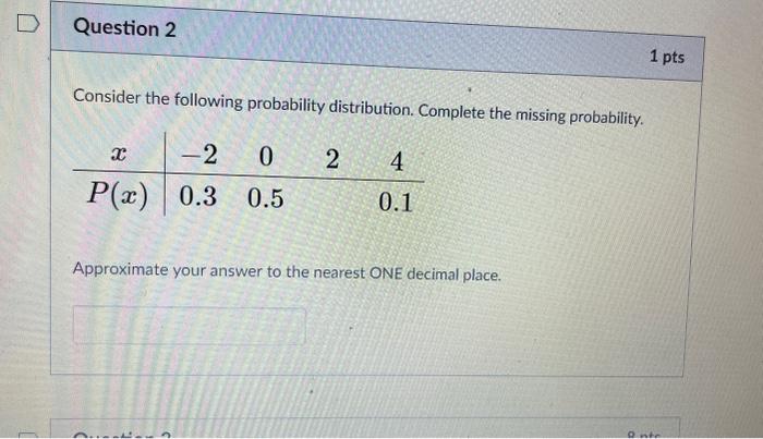 Solved Consider the following probability distribution. | Chegg.com