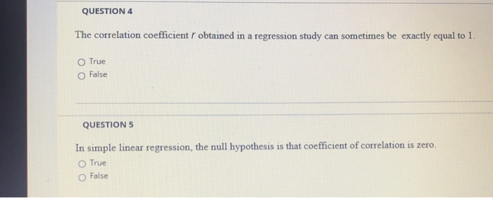 Solved QUESTION 4 The correlation coefficient r obtained in | Chegg.com