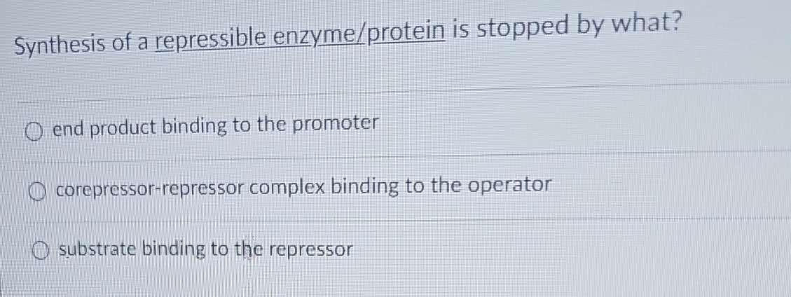 Synthesis Of A Repressible Enzyme Is Stopped By