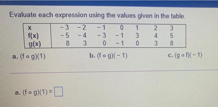 Solved - Evaluate each expression using the values given in | Chegg.com