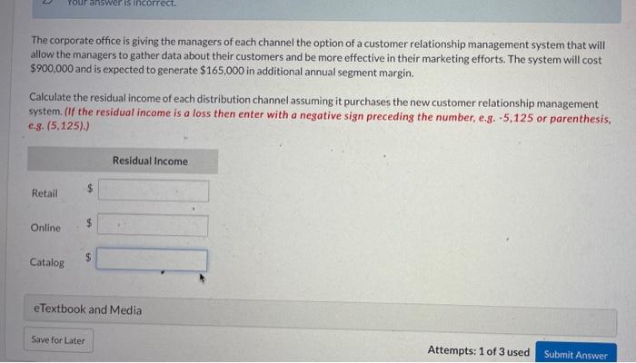 Solved Calculate The Residual Income With System Cost 3437