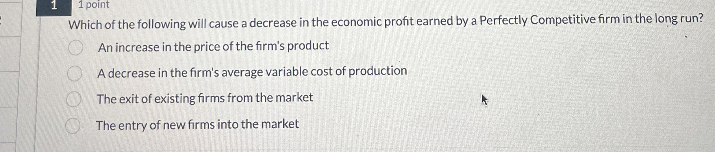 Solved 1 1 ﻿pointWhich of the following will cause a | Chegg.com