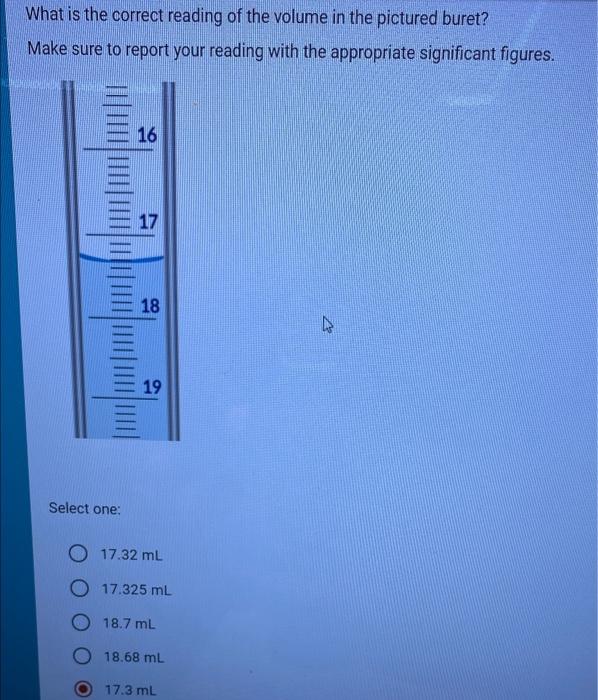 Solved What is the correct reading of the volume in the