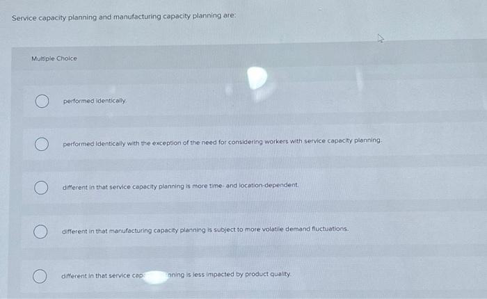 Solved Service capacity planning and manufacturing capacity | Chegg.com