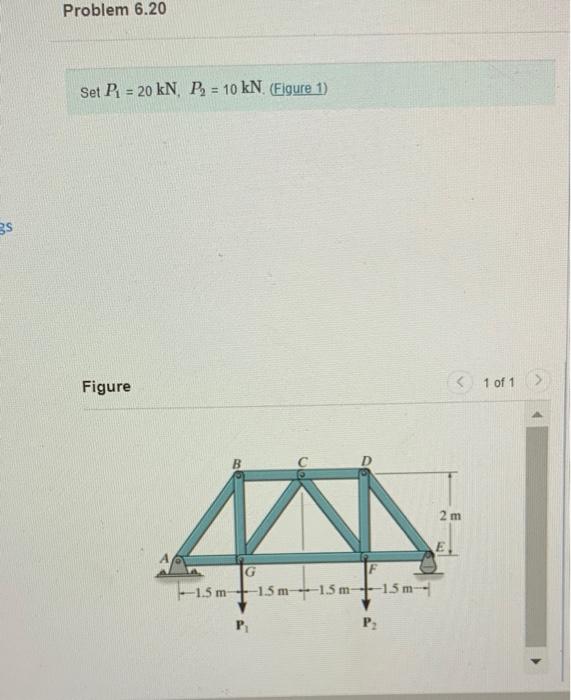 Solved Problem 6.20 Set P1 = 20 kN P = 10 kN. (Figure 1) 3s | Chegg.com