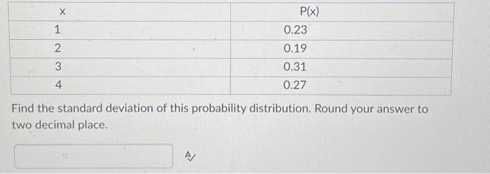 Solved Find the standard deviation of this probability | Chegg.com