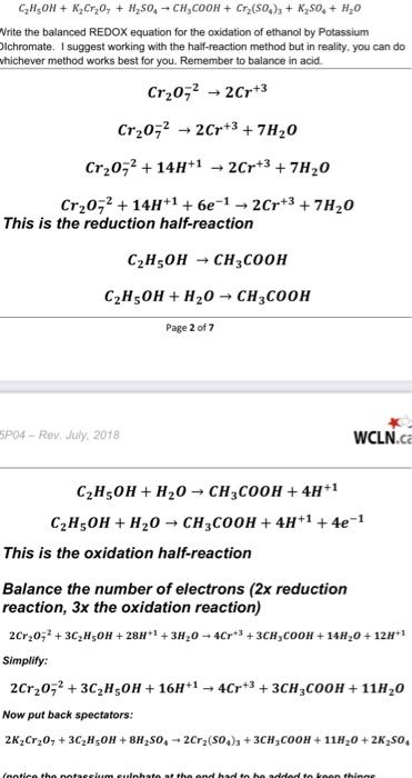 C2H5OH K2Cr2O7: Khám Phá Phản Ứng Oxy Hóa Ethanol