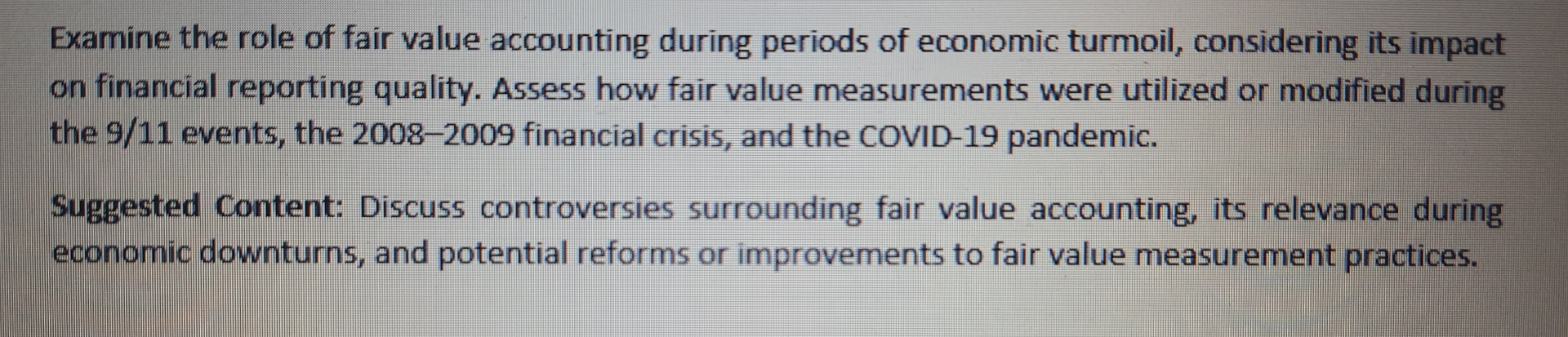 Solved Examine the role of fair value accounting during | Chegg.com