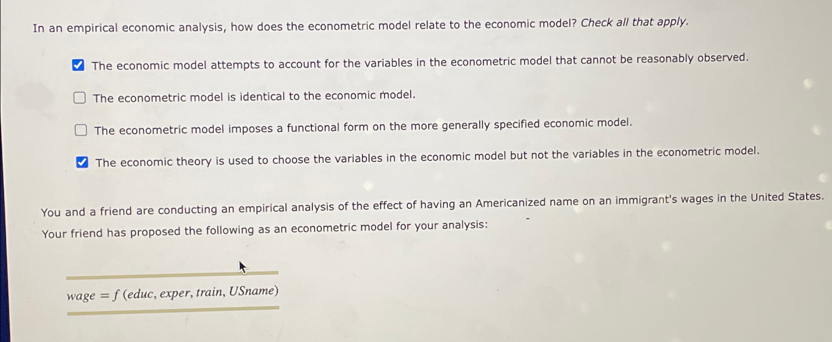 Solved In an empirical economic analysis, how does the | Chegg.com