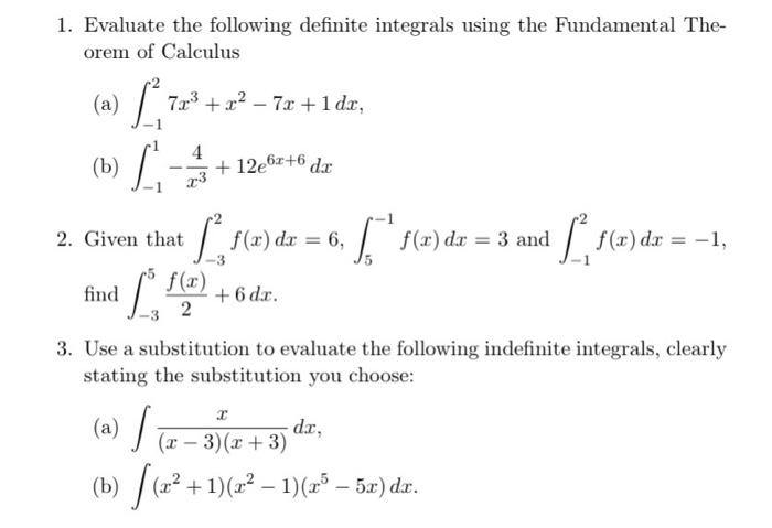 solved-1-evaluate-the-following-definite-integrals-using-chegg