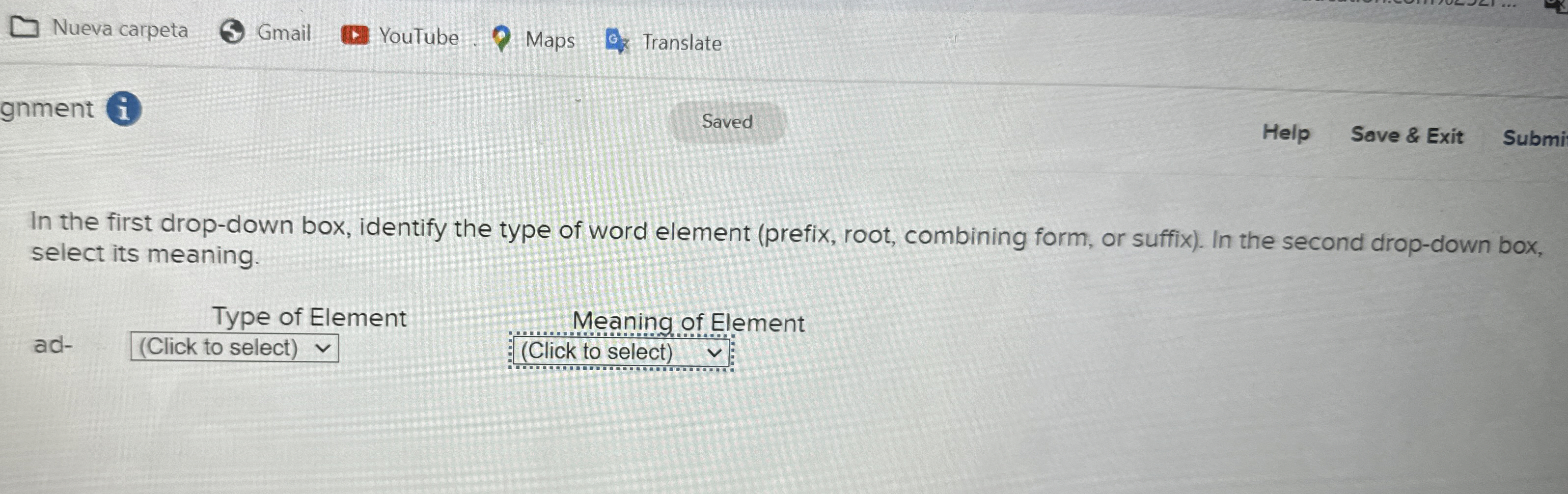 Solved In the first dropdown box, identify the type of word