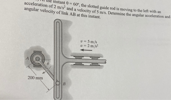 Solved il the instant 0 = 60°, the slotted guide rod is | Chegg.com