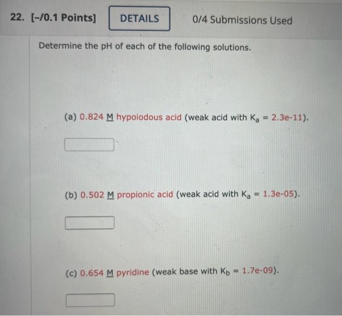 Solved Determine The PH Of Each Of The Following Solutions. | Chegg.com