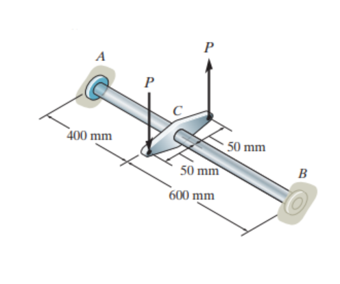 Solved The steel shaft has a diameter of 40 ﻿mm and is fixed | Chegg.com