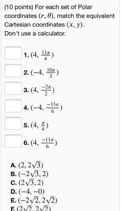 Polar to clearance cartesian calculator