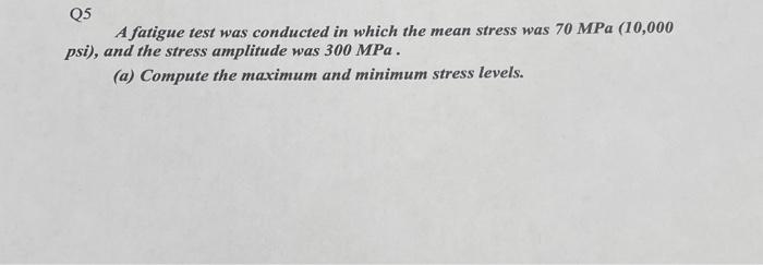 Solved A fatigue test was conducted in which the mean stress | Chegg.com