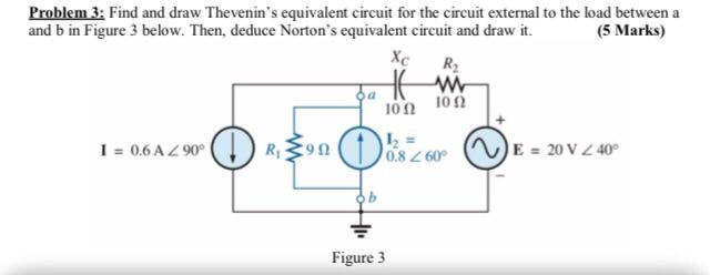 Solved Problem 3: Find and draw Thevenin's equivalent | Chegg.com