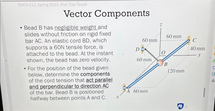 Solved Vector Components - Bead B Has Negligible Weight And | Chegg.com