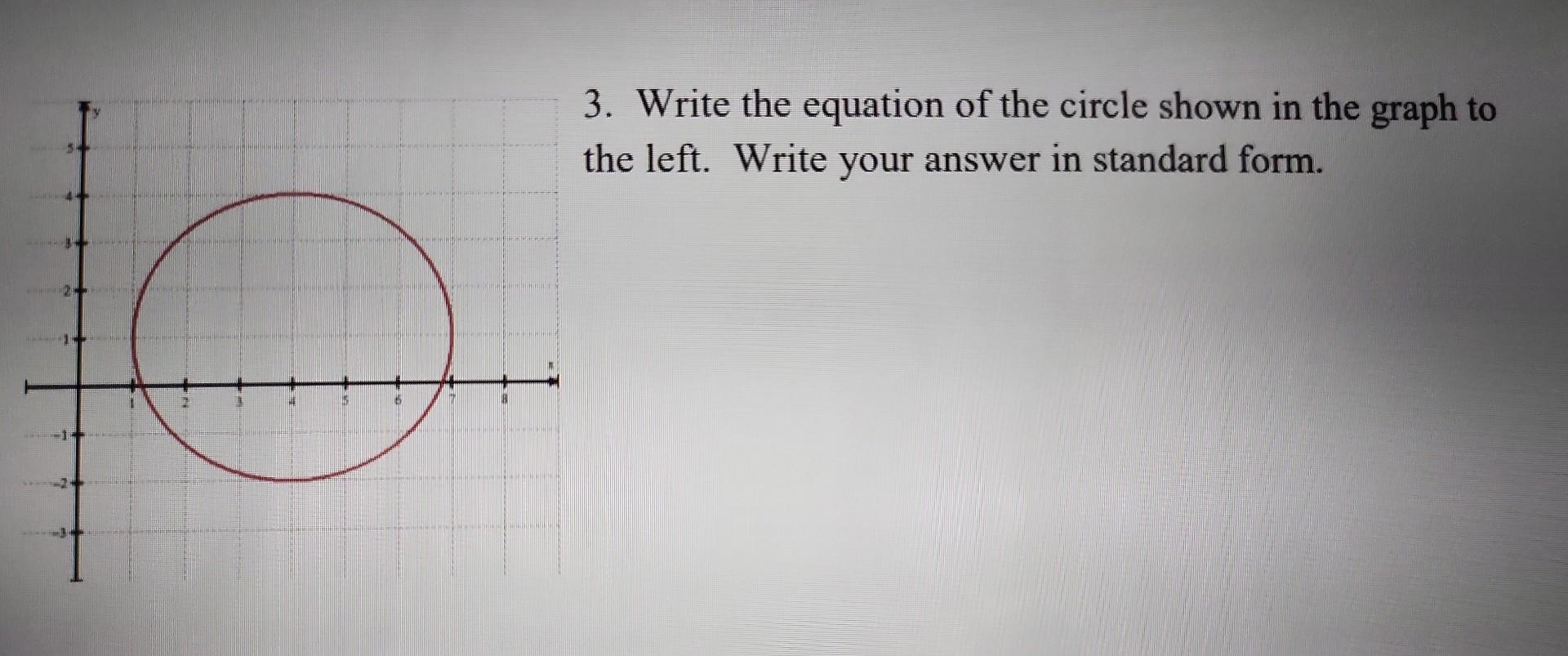 Solved 3. Write the equation of the circle shown in the | Chegg.com