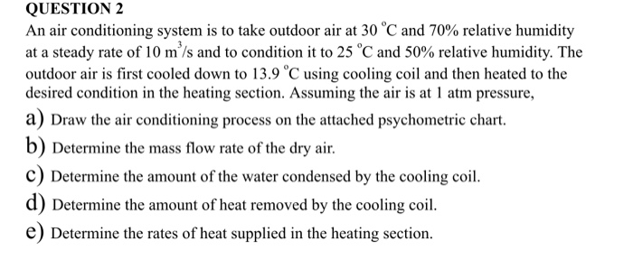 Solved QUESTION 2 An air conditioning system is to take | Chegg.com
