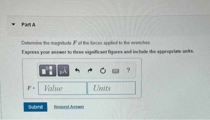 Solved Determine the magnitude F of the forces applied to | Chegg.com
