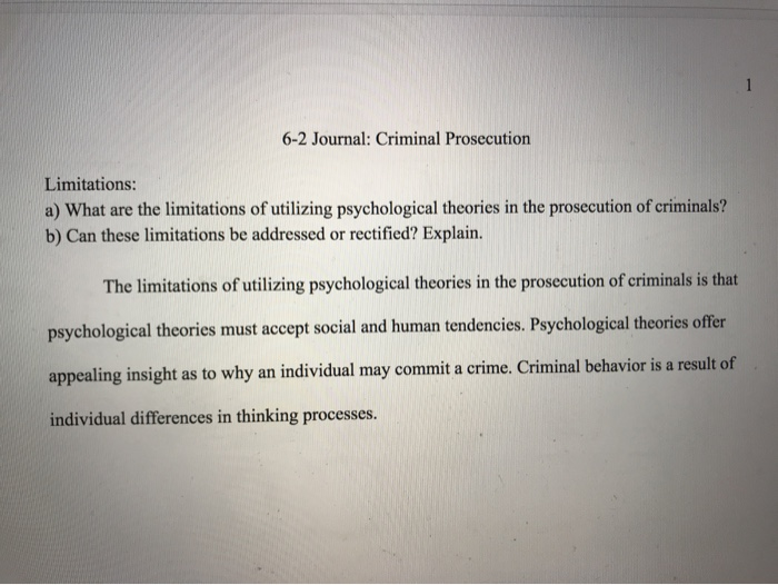 Solved 6 2 Journal: Criminal Prosecution Limitations: a) Chegg com