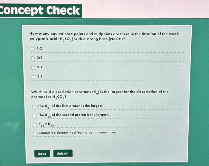 Solved Concept Check How many equivalence points and | Chegg.com