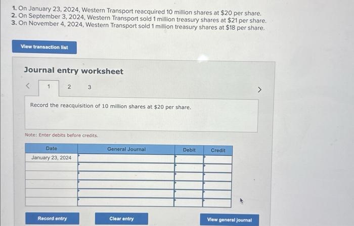 Solved In 2024 Western Transport Company Entered Into The Chegg Com   Image