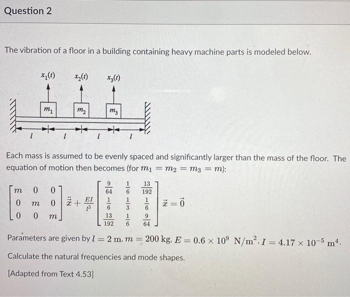 Solved Question 2 The vibration of a floor in a building | Chegg.com