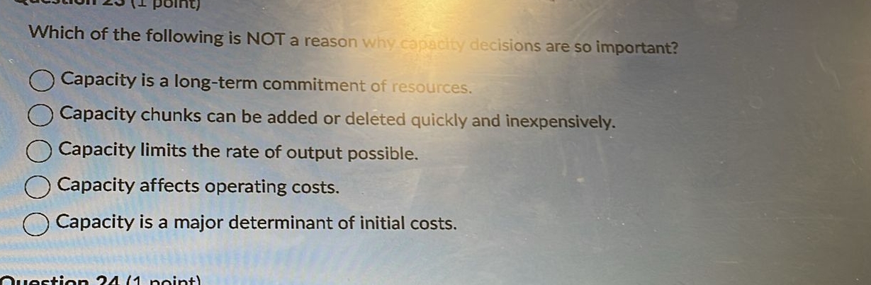 Solved Which of the following is NOT a reason why copacity | Chegg.com