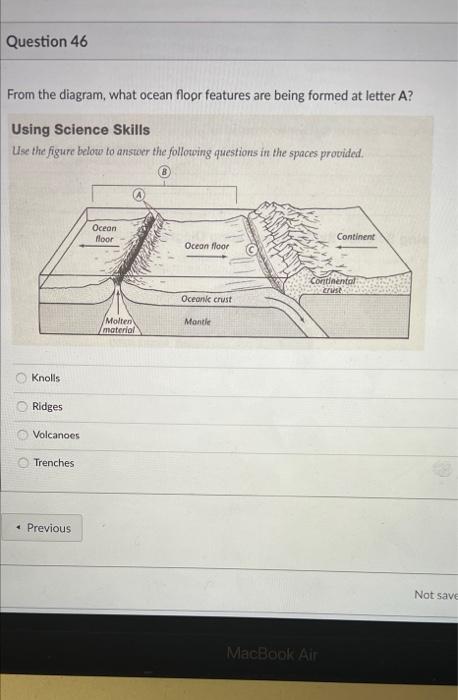 Solved Question 46 From the diagram, what ocean floor | Chegg.com