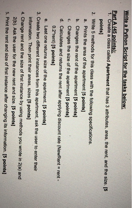 Solved Write a Python Script for the tasks below: Part A (45 | Chegg.com