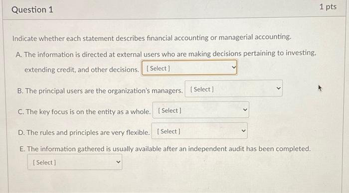 Solved Question 1 1 Pts Indicate Whether Each Statement | Chegg.com