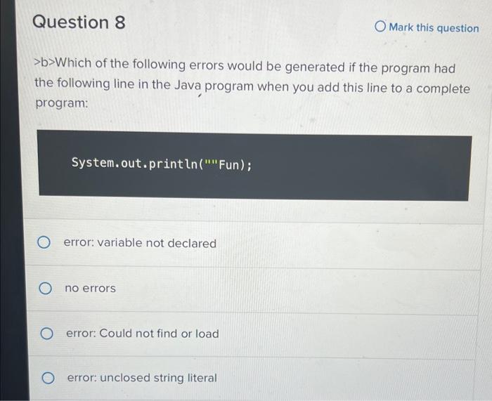Solved >b> Which of the following errors would be generated | Chegg.com