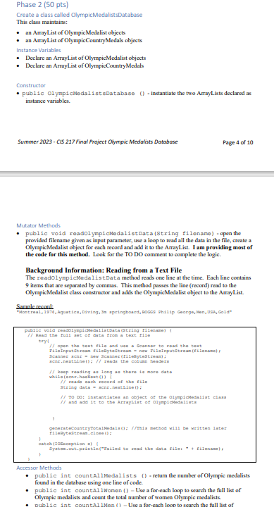 Solved Hi, I'm doing an Olympic Medalists Database project | Chegg.com