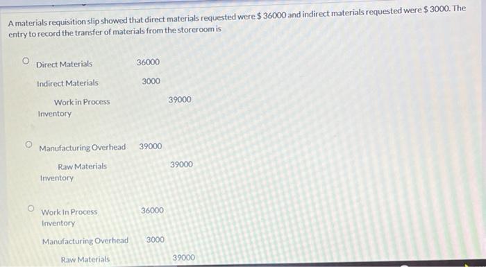 Solved A materials requisition slip showed that direct | Chegg.com