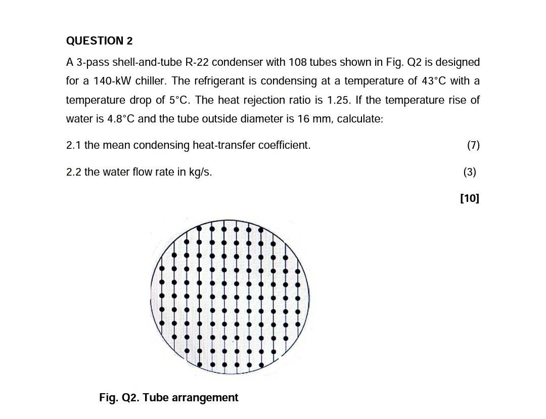 Solved Question 2 A 3 Pass Shell And Tube R 22 Condenser Chegg Com