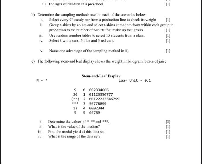 Solved B) Determine The Sampling Methods Used In Each Of The | Chegg.com