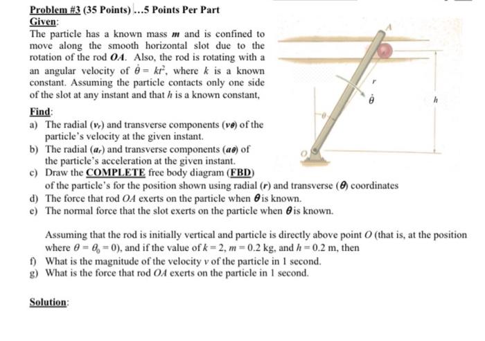Solved Problem #3 (35 Points)... Points Per Part Given: The | Chegg.com