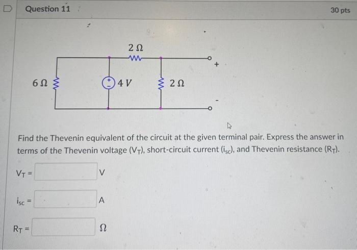 Solved Find the Thevenin equivalent of the circuit at the | Chegg.com