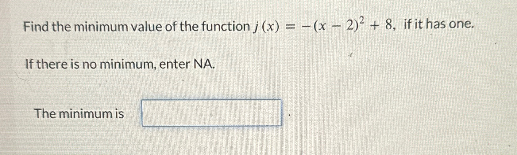 Solved Find the minimum value of the function | Chegg.com