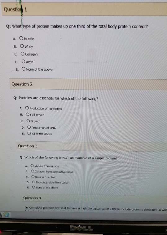 Solved Question 1 Q What Type Of Protein Makes Up One Third Chegg Com