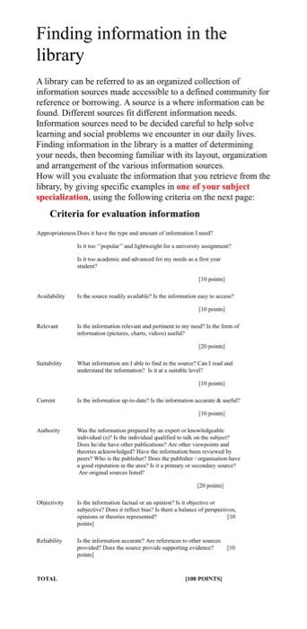 Solved Finding information in the library A library can be | Chegg.com