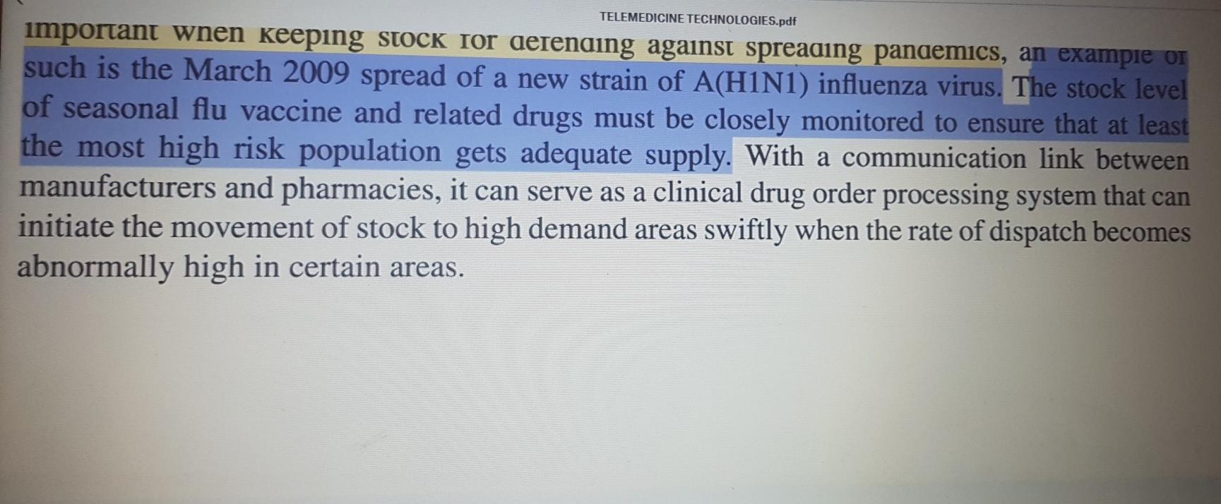 TELEMEDICINE TECHNOLOGIES.pdf important wnen keeping stock for derenaing against spreading pandemics, an example or such is t