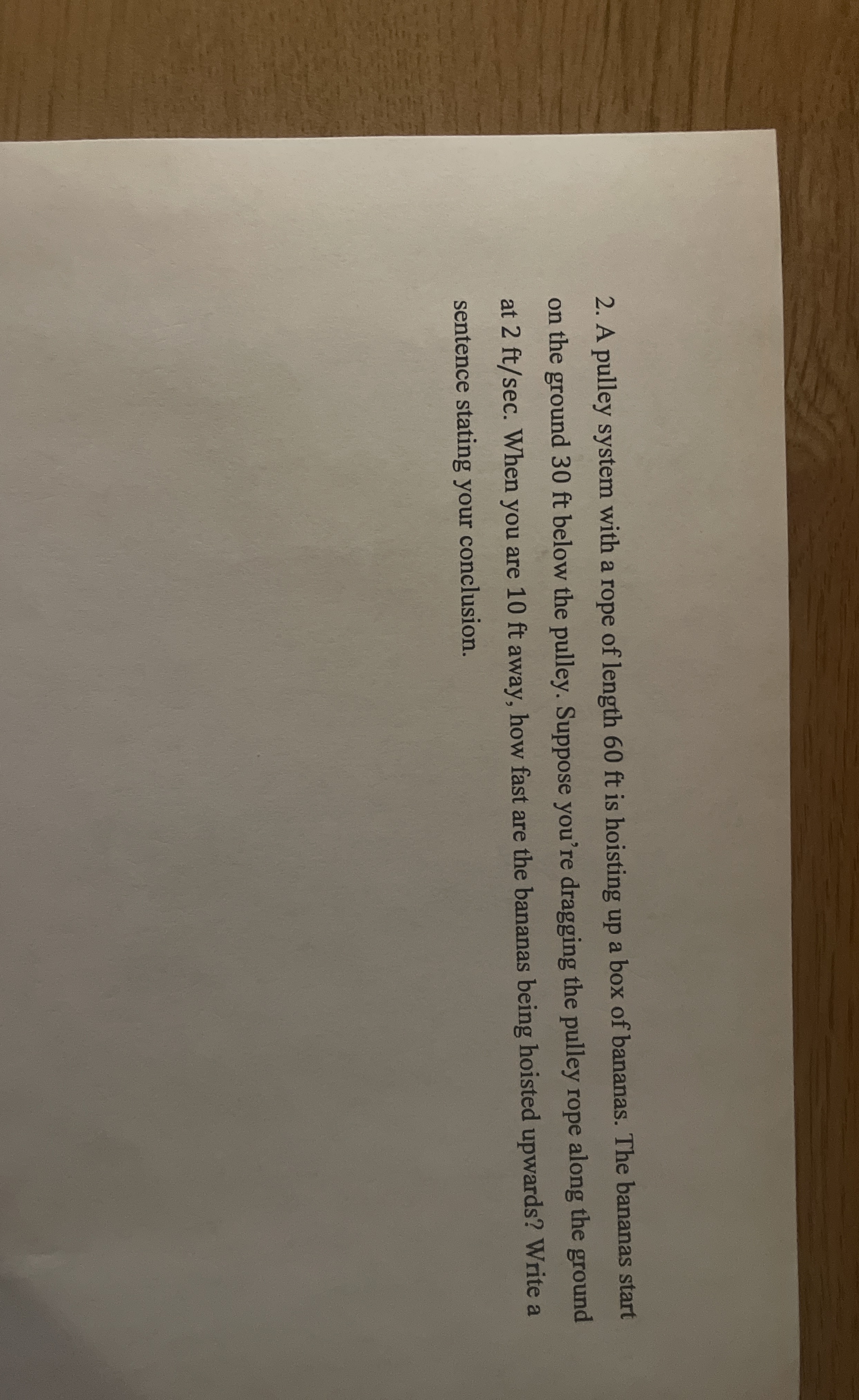 A pulley system with a rope of length 60 ﻿ft is