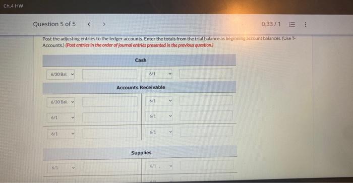 Solved b) post adjusting entries to the ledger accounts | Chegg.com