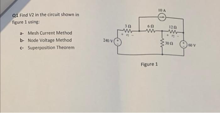 Solved 10 A Q1 Find V2 in the circuit shown in figure 1 | Chegg.com